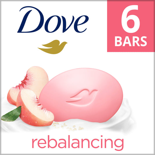 Dove Rebalancing Beauty Bar - White Peach & Rice Milk, 6 PK