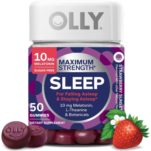OLLY Maximum Strength Melatonin & L-Theanine 10 mg Sleep Gummies - Strawberry