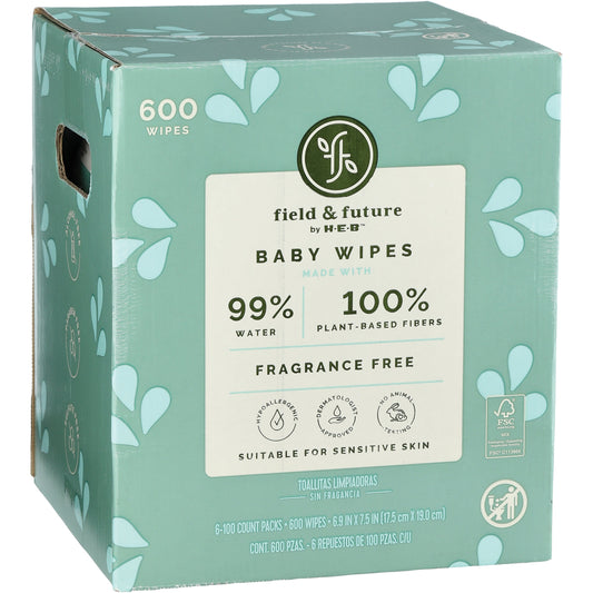 Field & Future by H-E-B 99% Water Baby Wipes, 6 pk