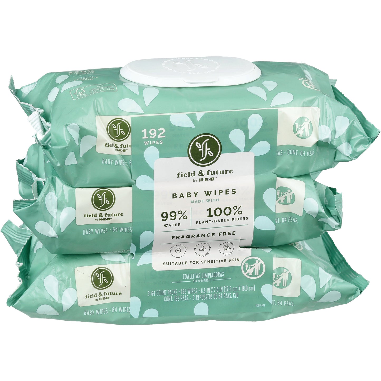 Field & Future by H-E-B 99% Water Baby Wipes, 3 pk