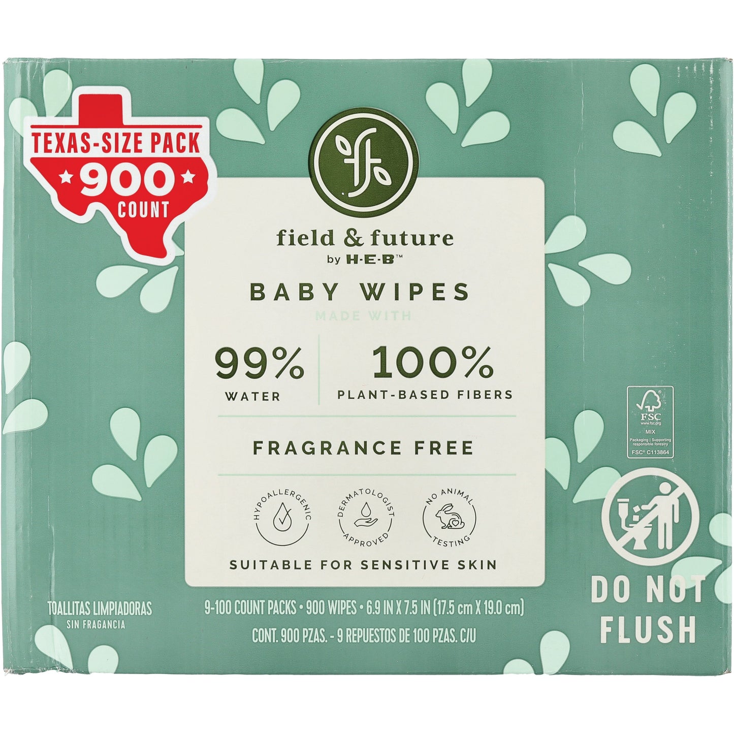 Field & Future by H-E-B 99% Water Baby Wipes Texas Size Pack, 9 pk