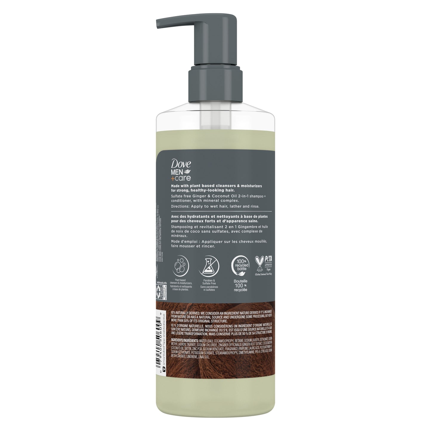 Dove Men+Care Hydration 2 In 1 Shampoo + Conditioner - Ginger & Coconut Oil