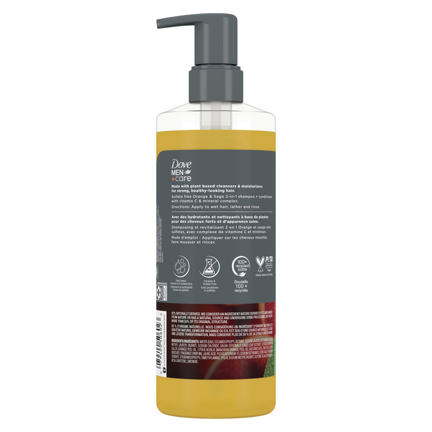 Dove Men+Care Pure Fresh 2 in 1 Shampoo + Conditioner - Orange & Sage