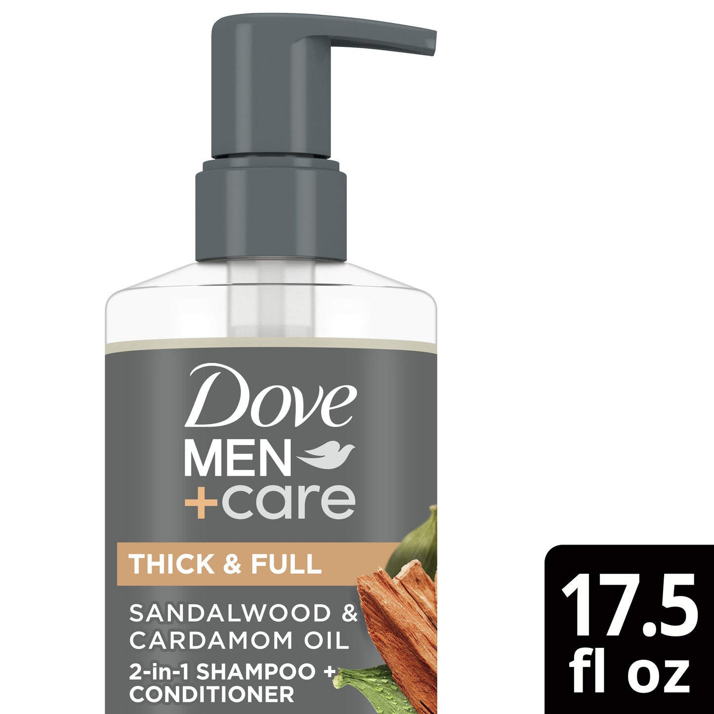 Dove Men+Care Thick & Full 2 in 1 Shampoo + Conditioner - Sandalwood & Cardamom Oil