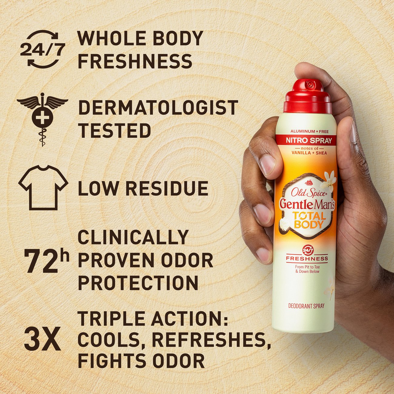 Old Spice Gentleman's Total Body Deodorant Spray - Vanilla & Shea