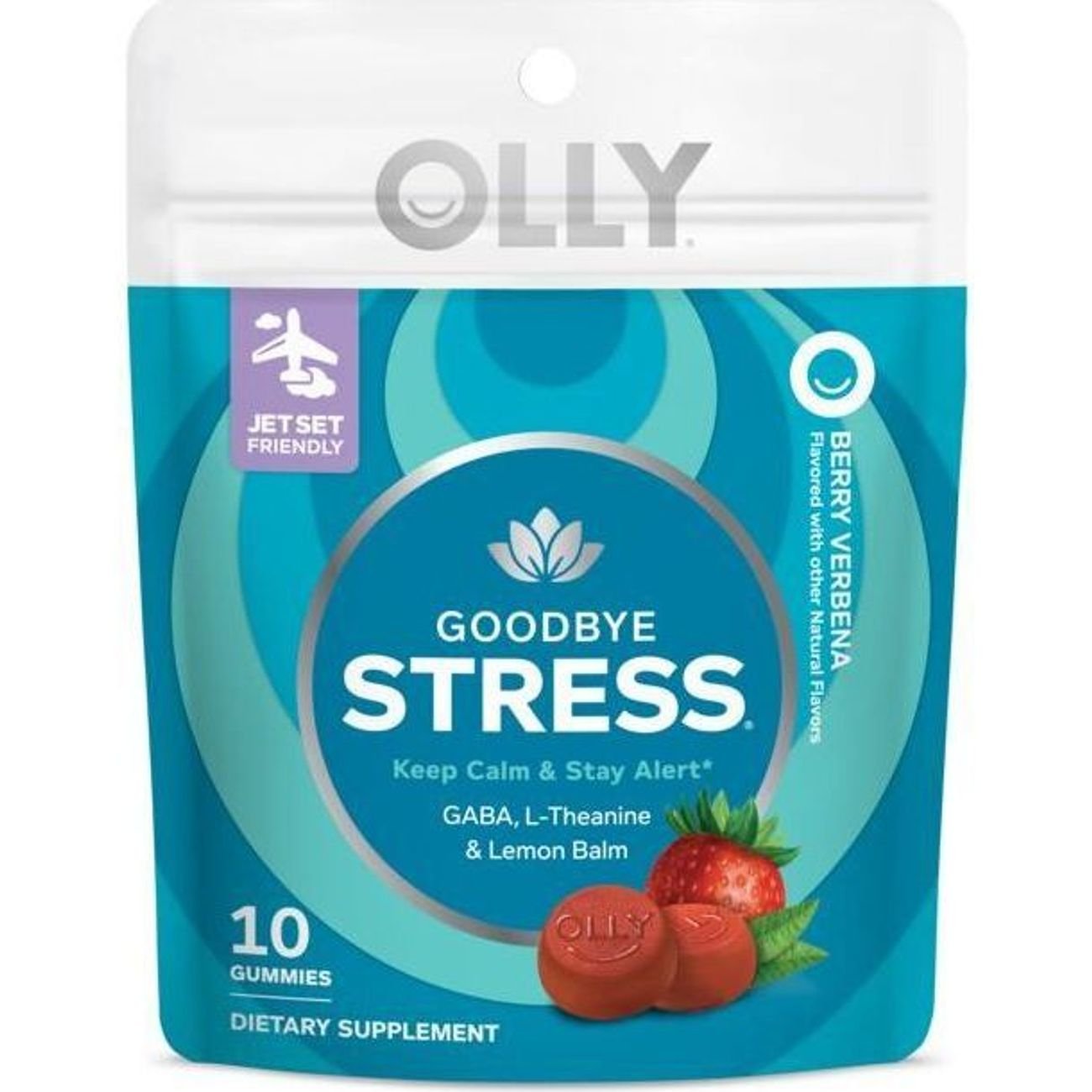 OLLY Travel Size Goodbye Stress 100 mg GABA, L-Theanine, Lemon Balm Gummies - Berry