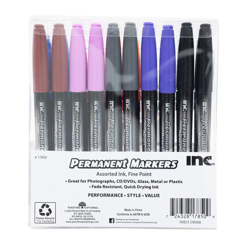 Inc Fine Tip Permanent Markers - Assorted Ink
