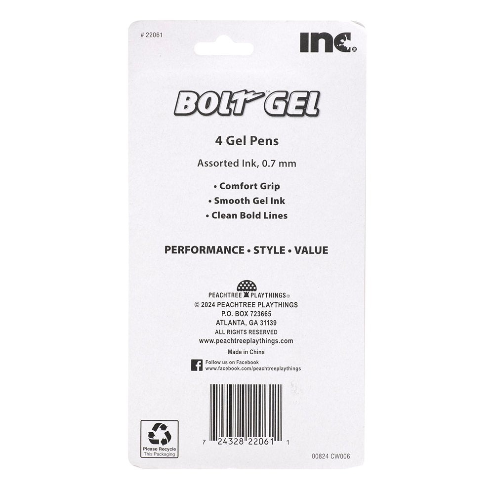 Inc Bolt 0.7mm Retractable Gel Pens - Assorted Ink