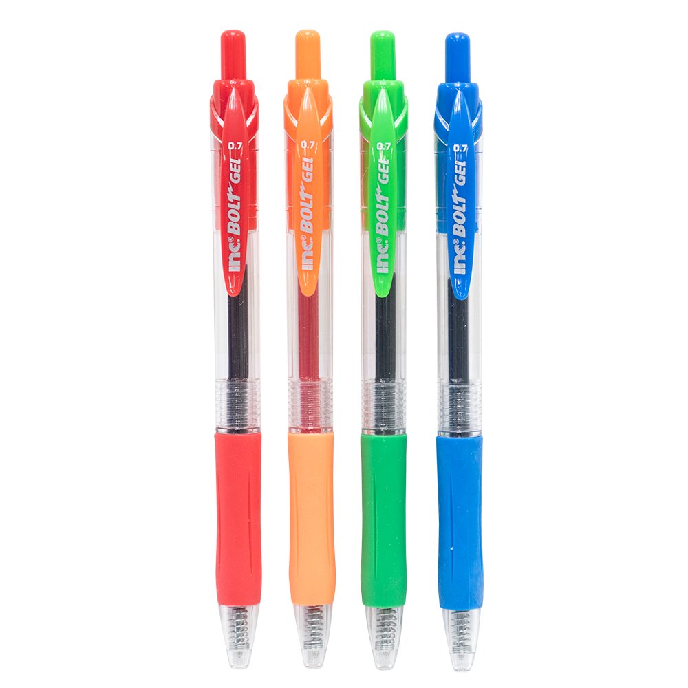 Inc Bolt 0.7mm Retractable Gel Pens - Assorted Ink