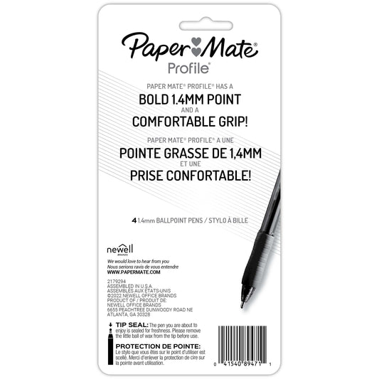 Paper Mate Profile 1.4mm Ballpoint Pens - Black Ink