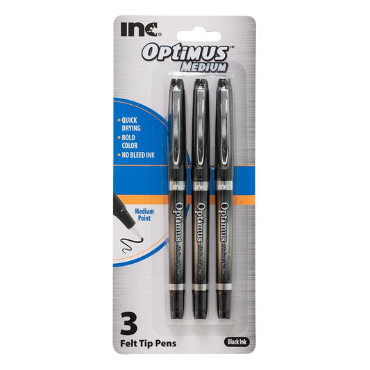 Inc Optimus Medium Felt Tip Pens - Black Ink