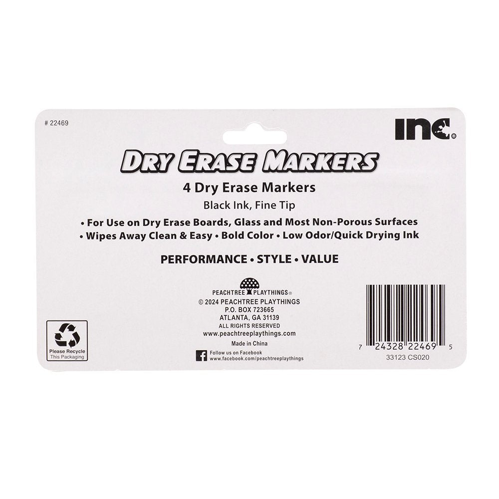 Inc Fine Tip Dry Erase Markers - Black Ink