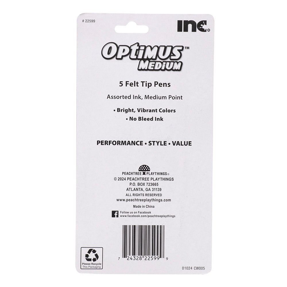Inc Optimus Medium Felt Tip Pens - Assorted Ink