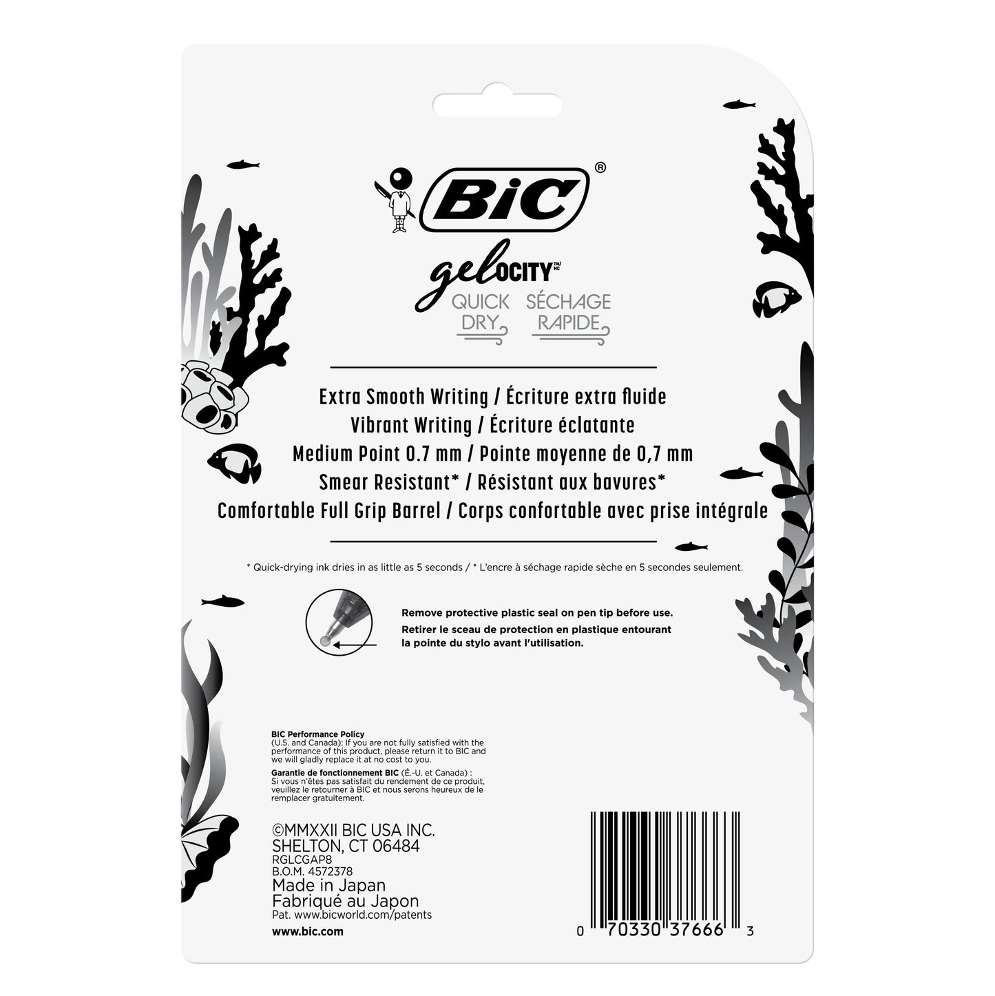 BIC Gel-ocity Quick Dry 0.7mm Retractable Gel Pens - Assorted Ocean Theme Ink