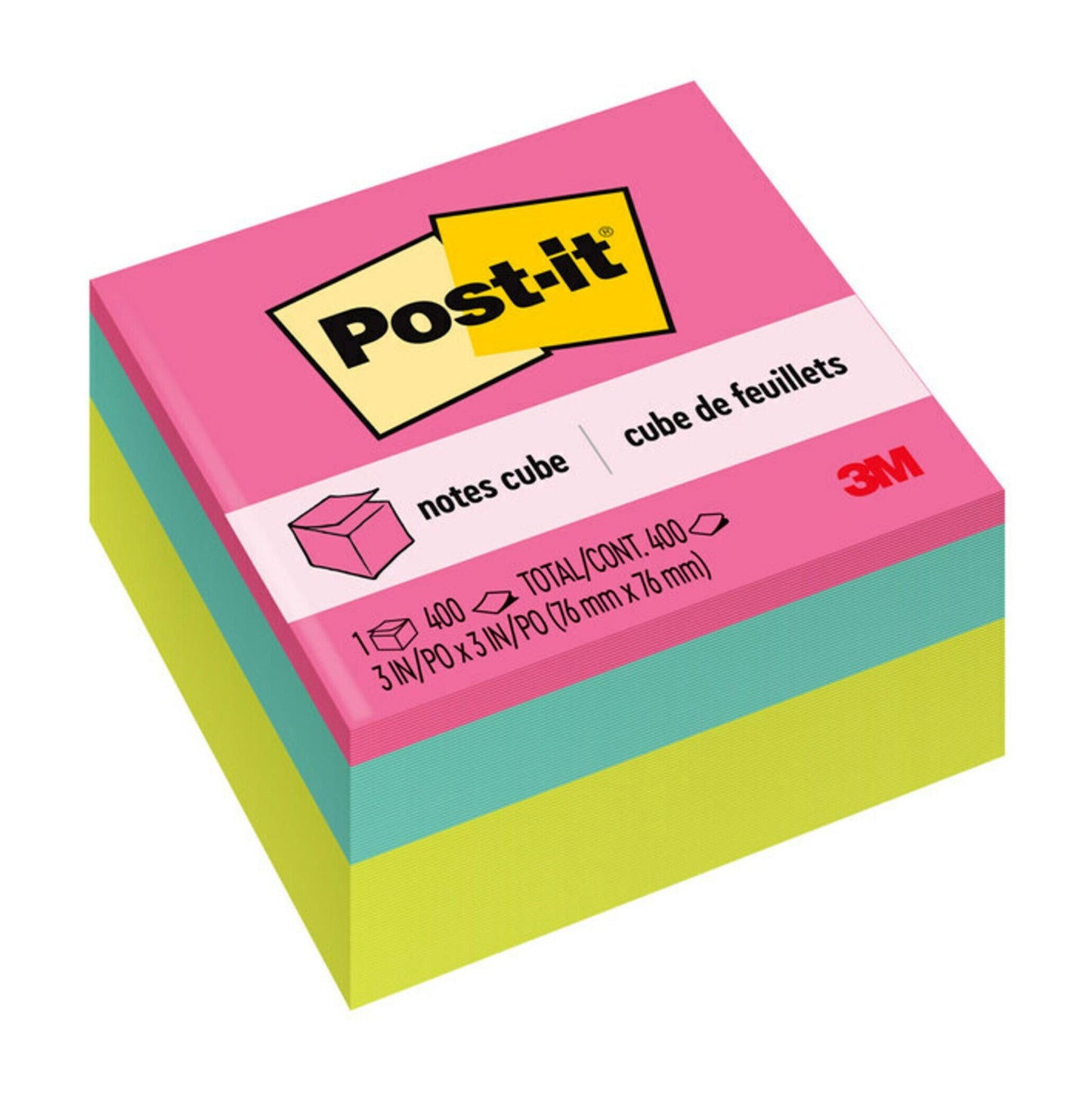 Post-it Sticky Notes Cube - Bright Colors, 400 Ct