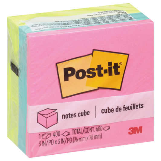 Post-it Sticky Notes Cube - Bright Colors, 400 Ct