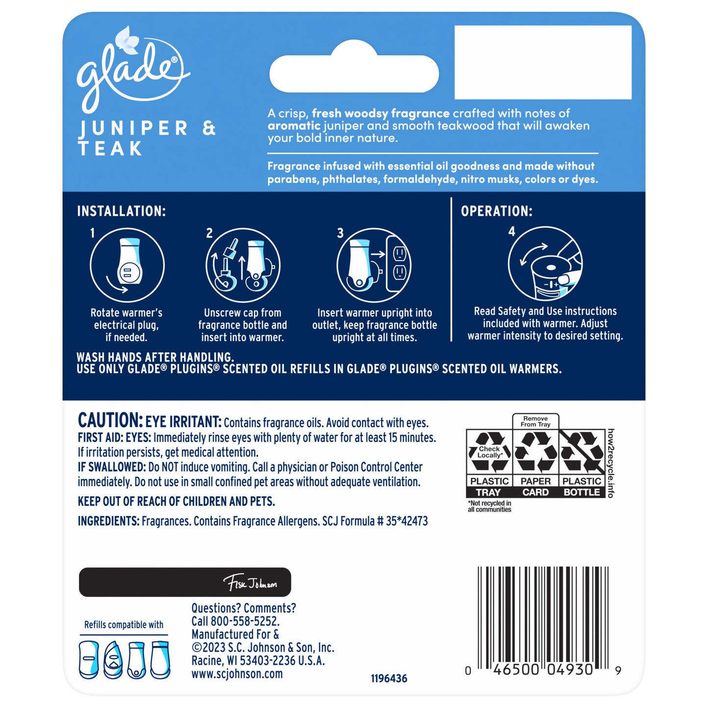 Glade PlugIns Scented Oil Refills - Juniper & Teak
