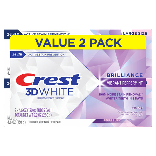 Crest 3D White Brilliance Toothpaste Vibrant Peppermint - 2 pk