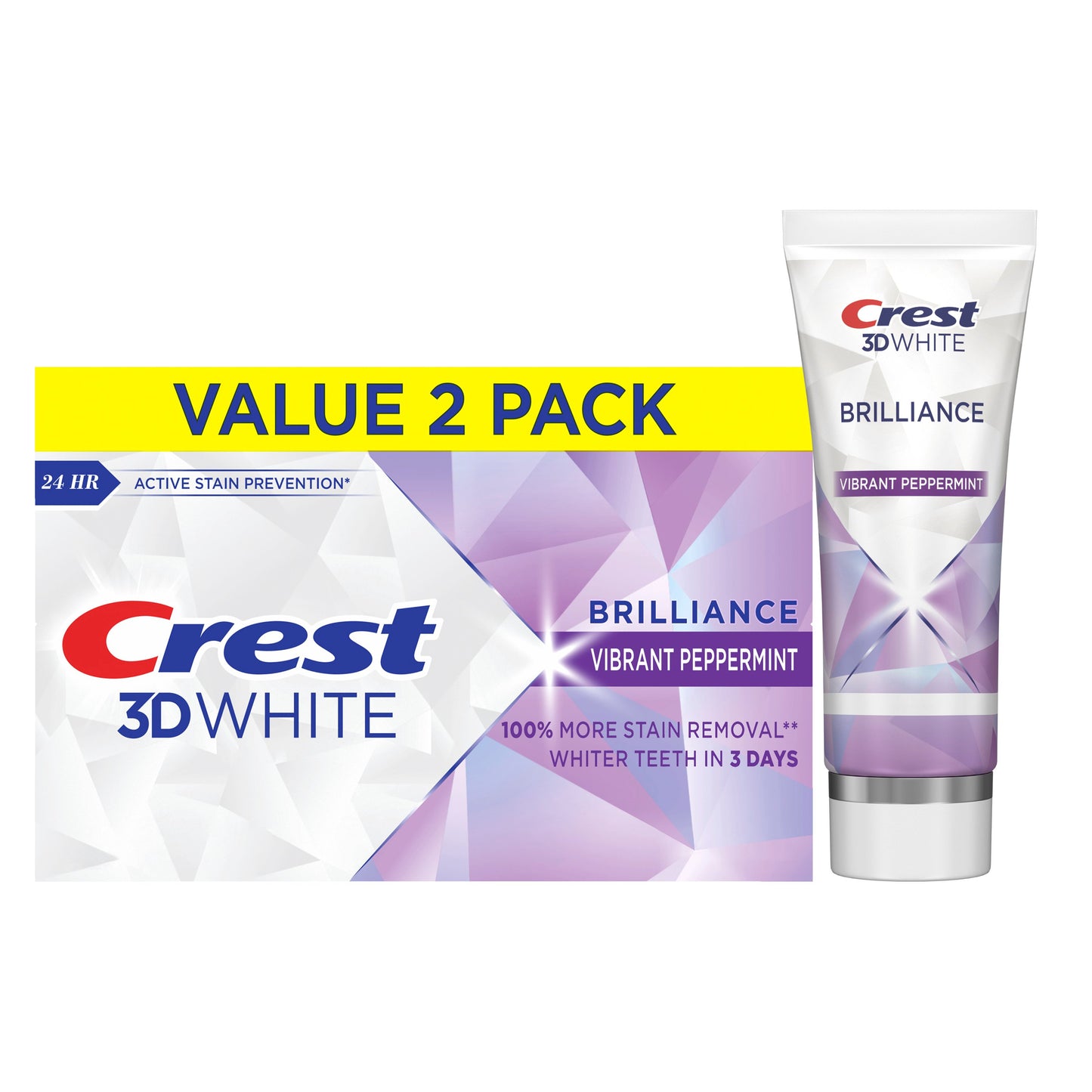 Crest 3D White Brilliance Toothpaste Vibrant Peppermint - 2 pk