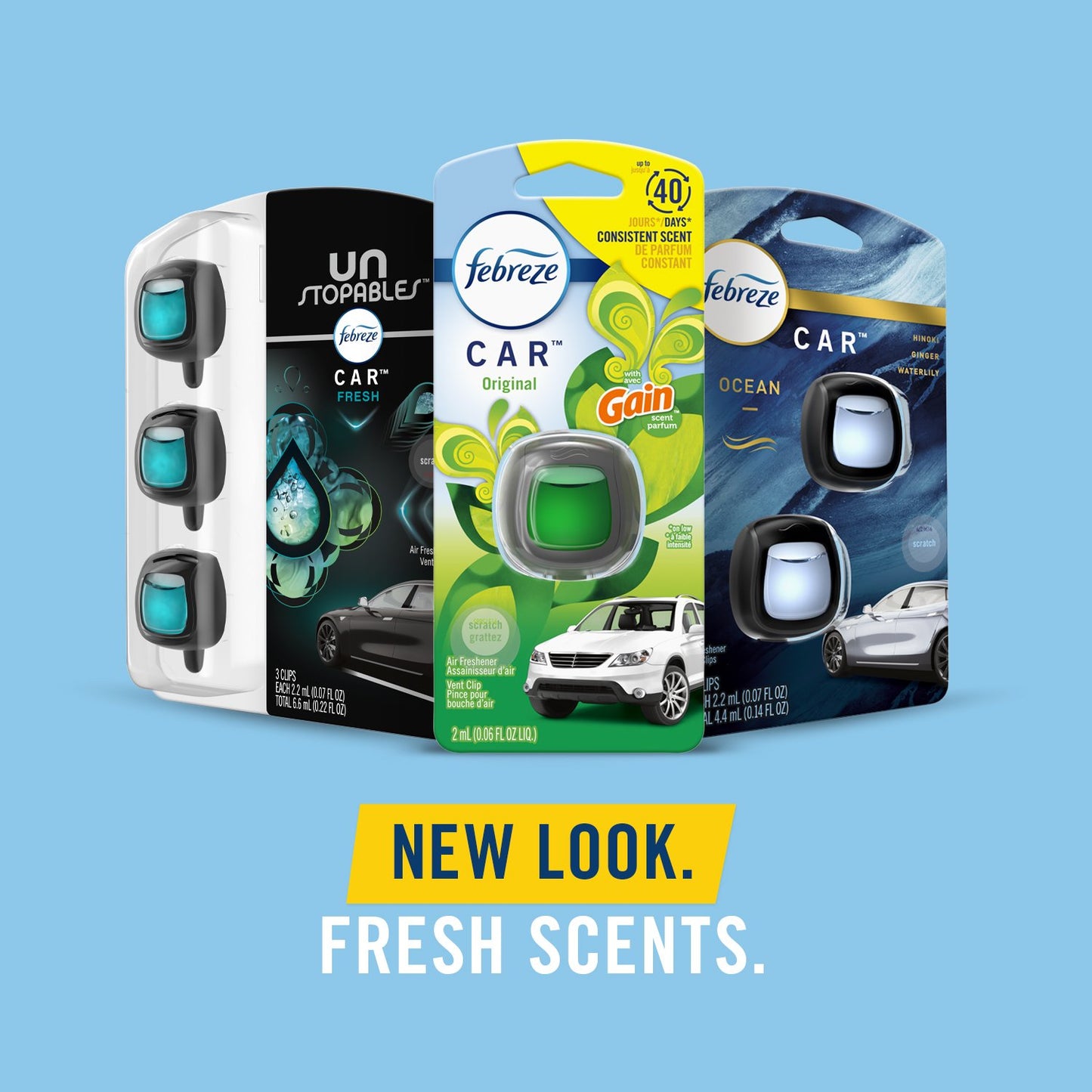 Febreze Car Air Freshener Odor-Fighting Automotive Vent Clip - Downy Calm Scent