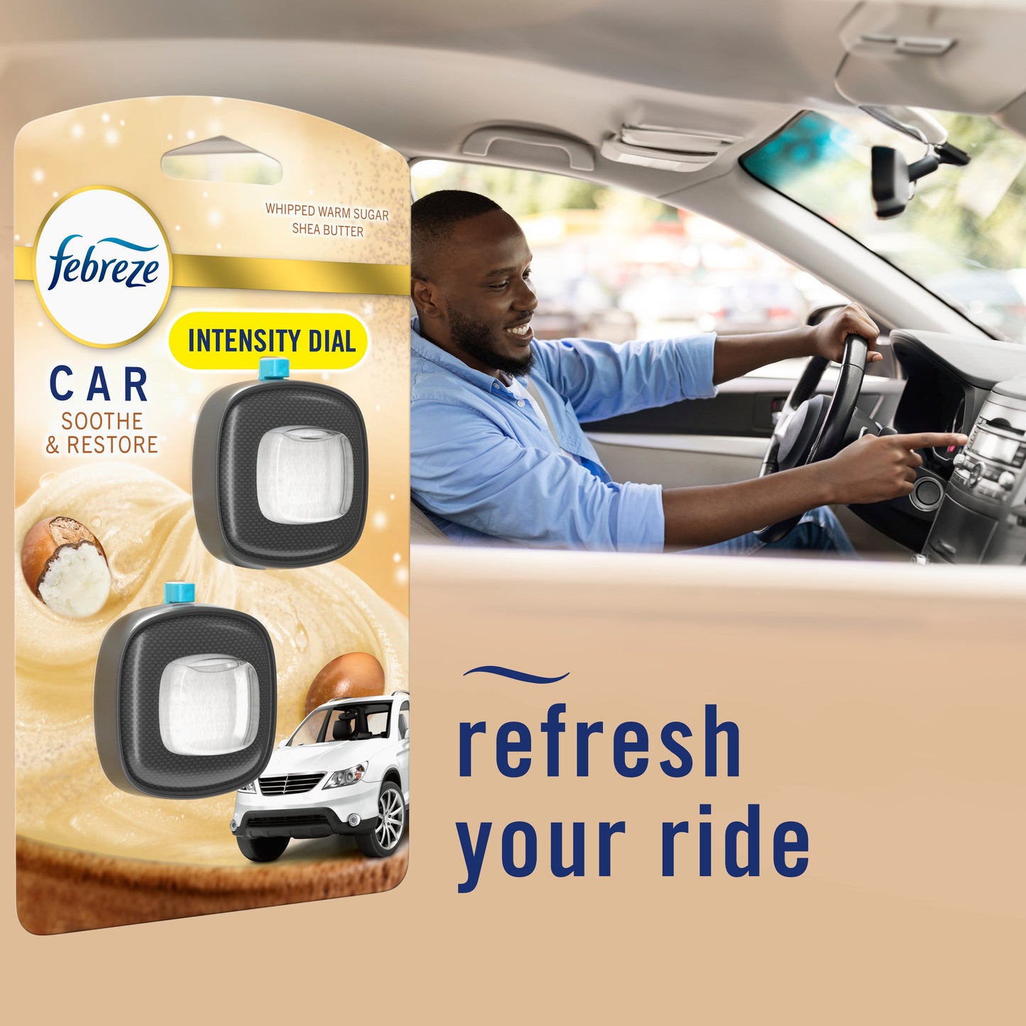 Febreze Car Air Freshener Odor-Fighting Automotive Vent Clip - Soothe & Restore Scent