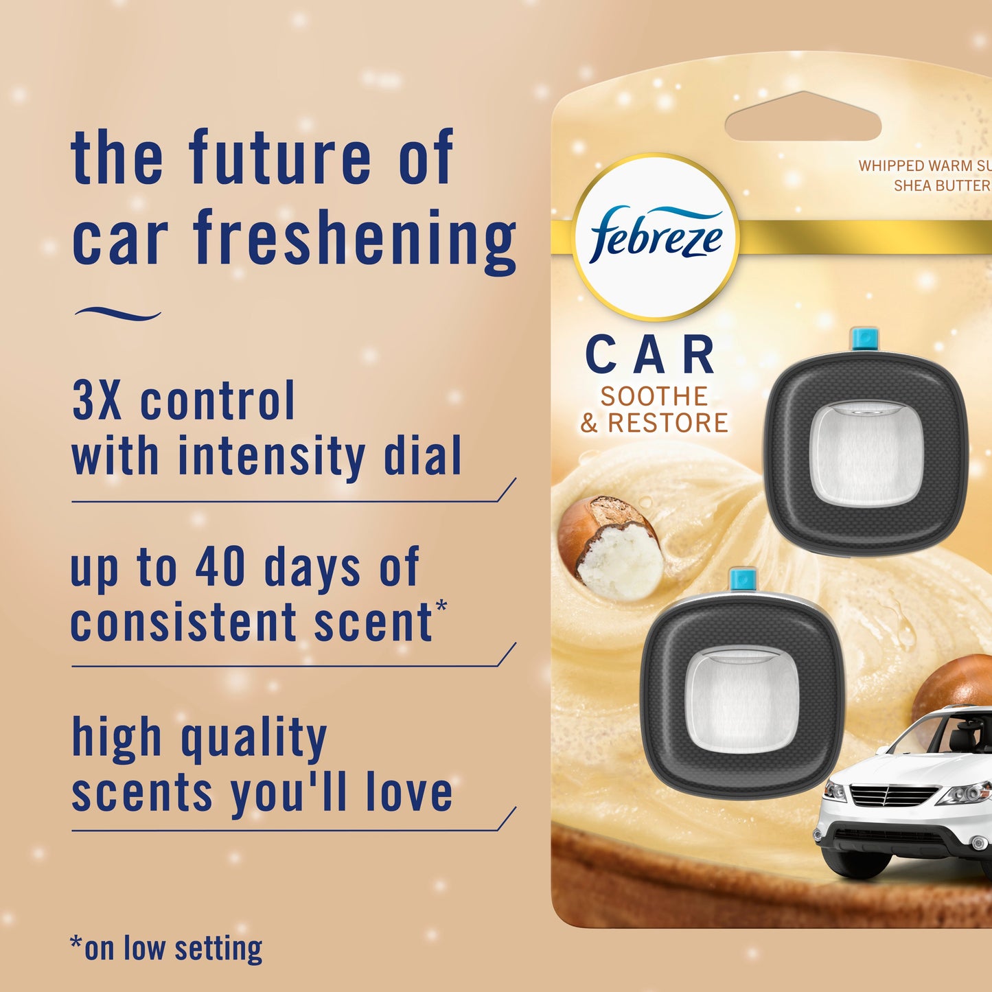 Febreze Car Air Freshener Odor-Fighting Automotive Vent Clip - Soothe & Restore Scent