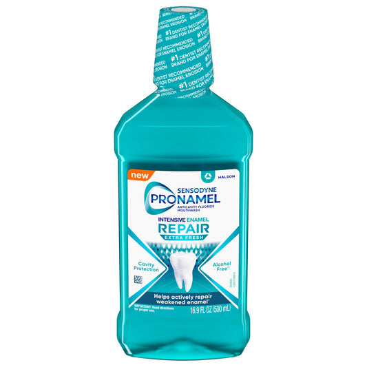 Sensodyne Pronamel Intensive Enamel Repair Alcohol-Free Mouthwash To Help Actively Repair Enamel and Protect Against Cavities, Extra Fresh