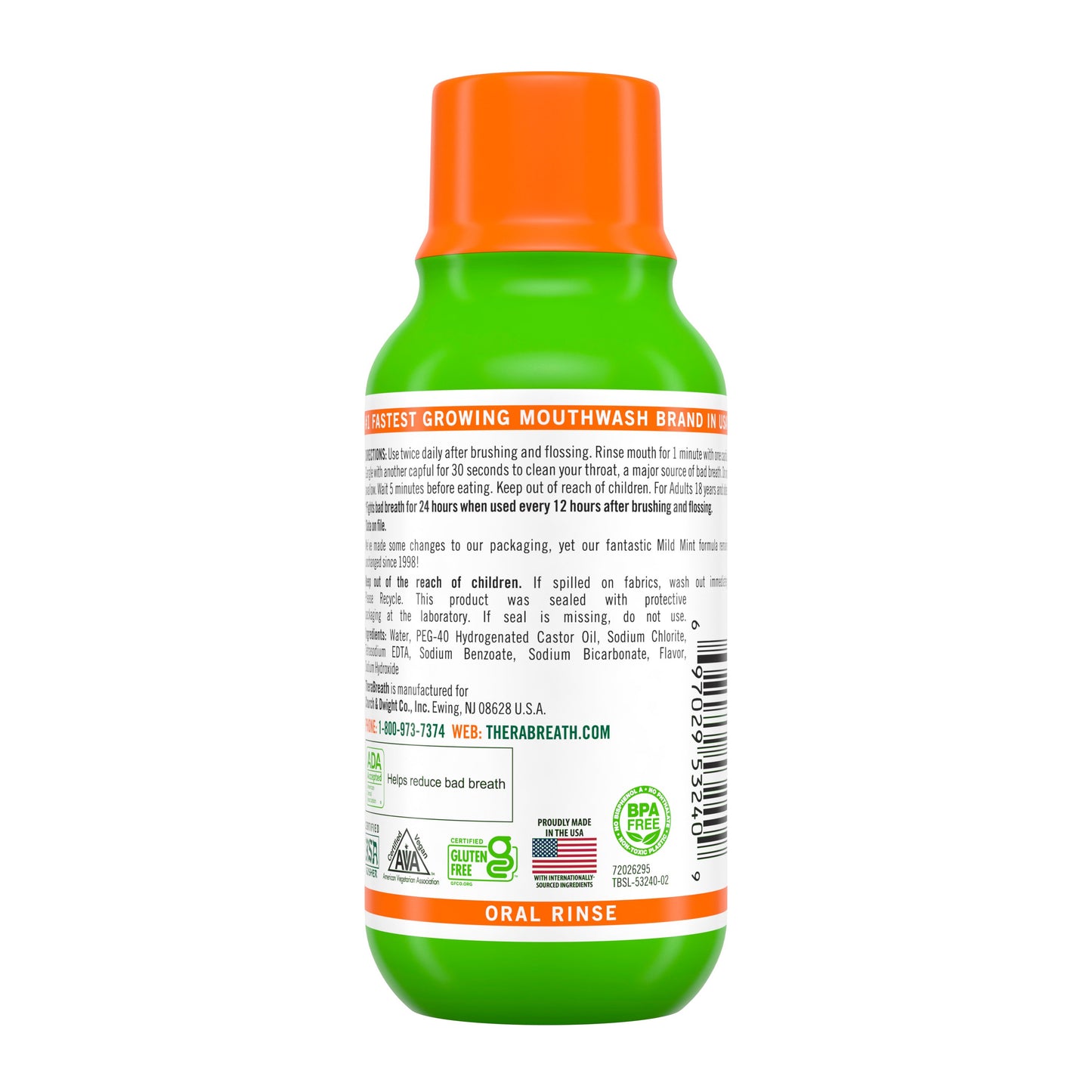 TheraBreath Travel Size Fresh Breath Oral Rinse - Mild Mint
