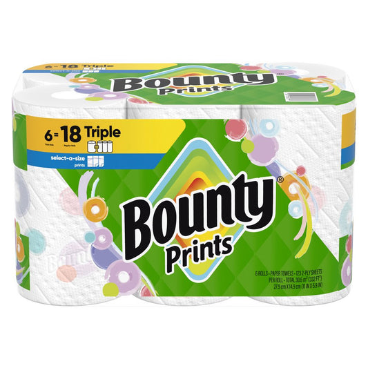 Bounty Triple Roll Select-A-Size Print Paper Towels