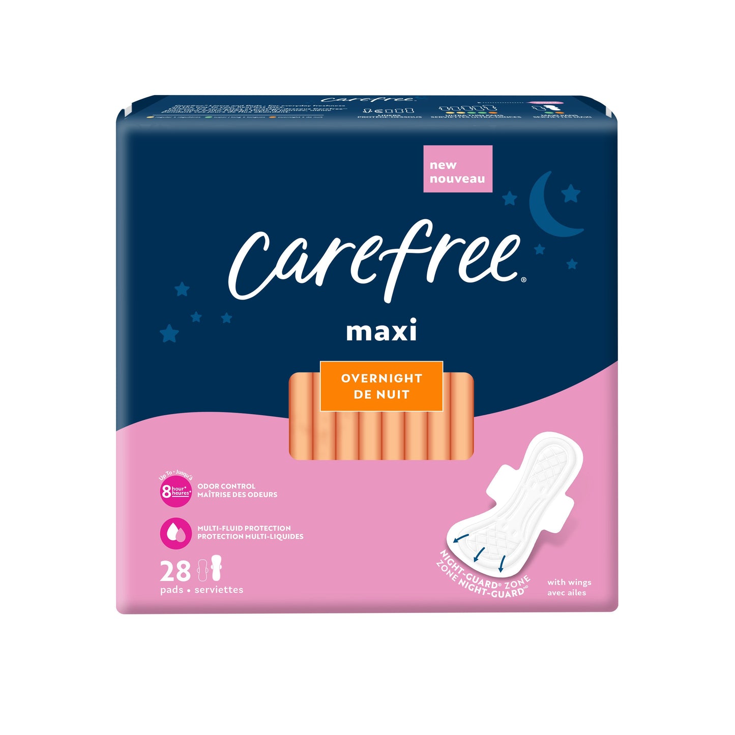 Carefree Maxi Overnight Pads With Wings