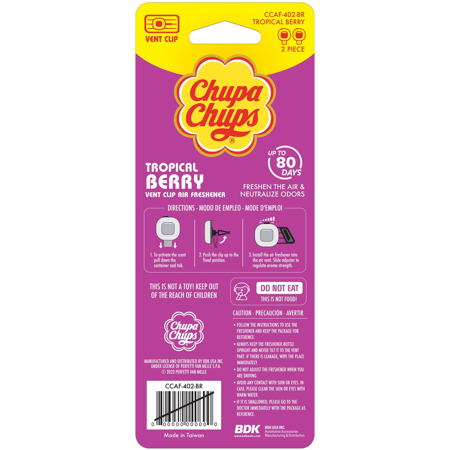 Chupa Chups Vent Clip Air Fresheners - Tropical Berry