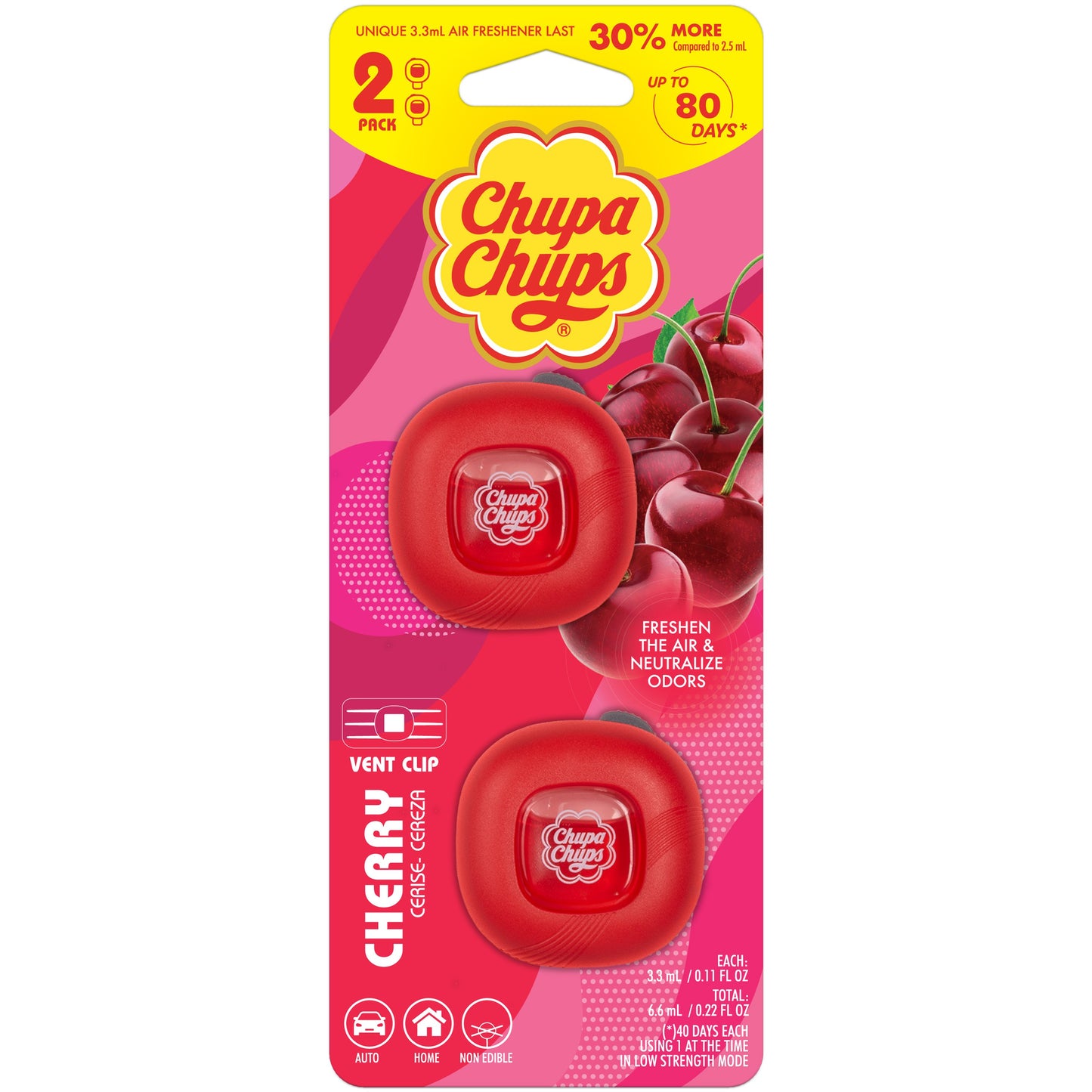 Chupa Chups Vent Clip Air Fresheners - Cherry
