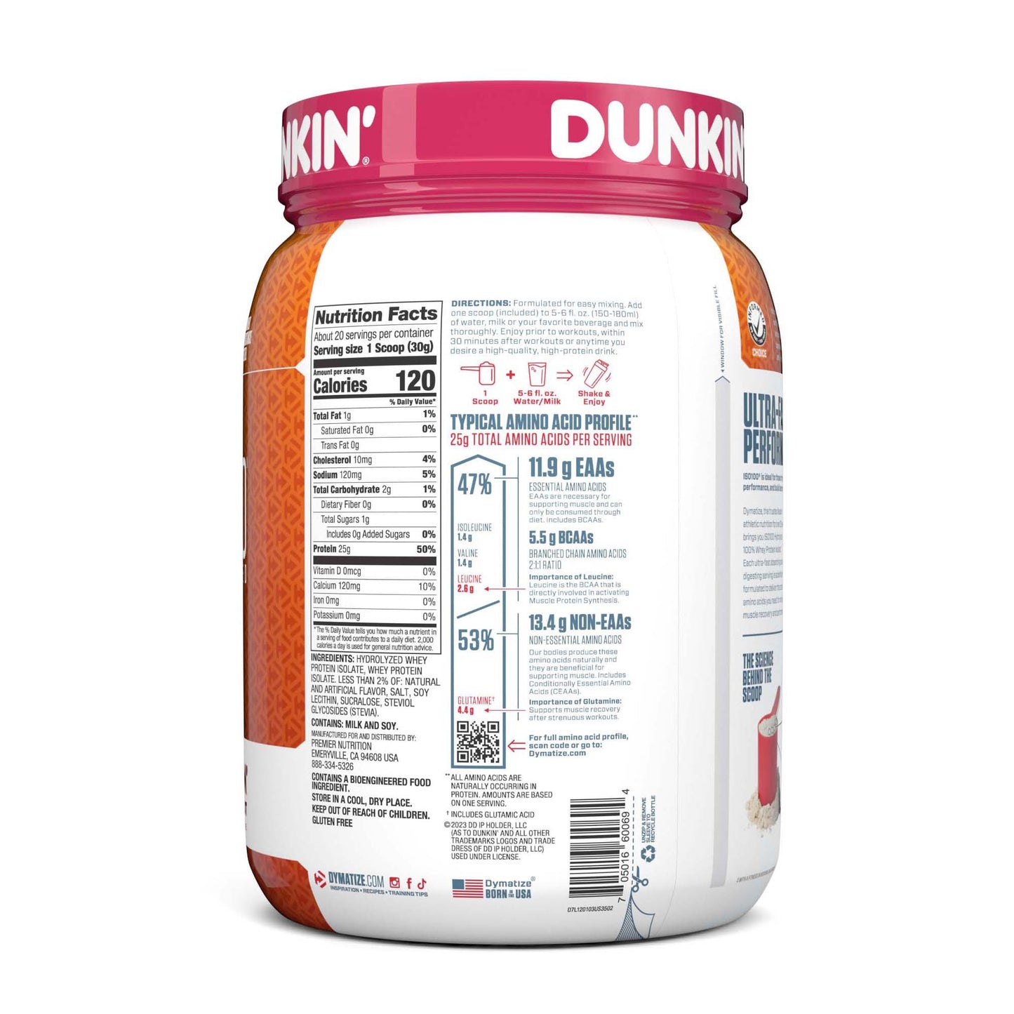 Dymatize ISO100 Hydrolyzed Whey 25g Protein Powder - Dunkin' Glazed Donut