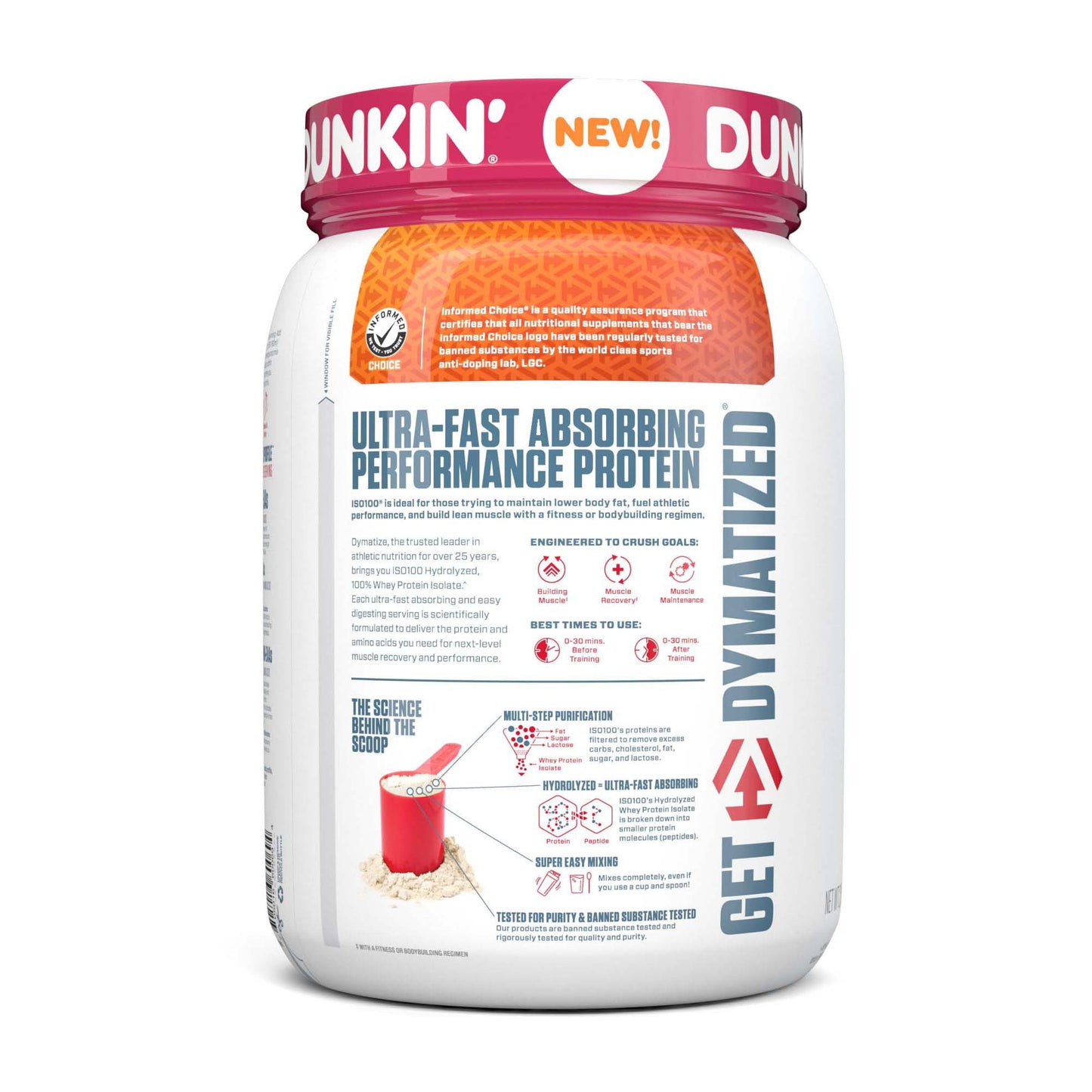 Dymatize ISO100 Hydrolyzed Whey 25g Protein Powder - Dunkin' Glazed Donut