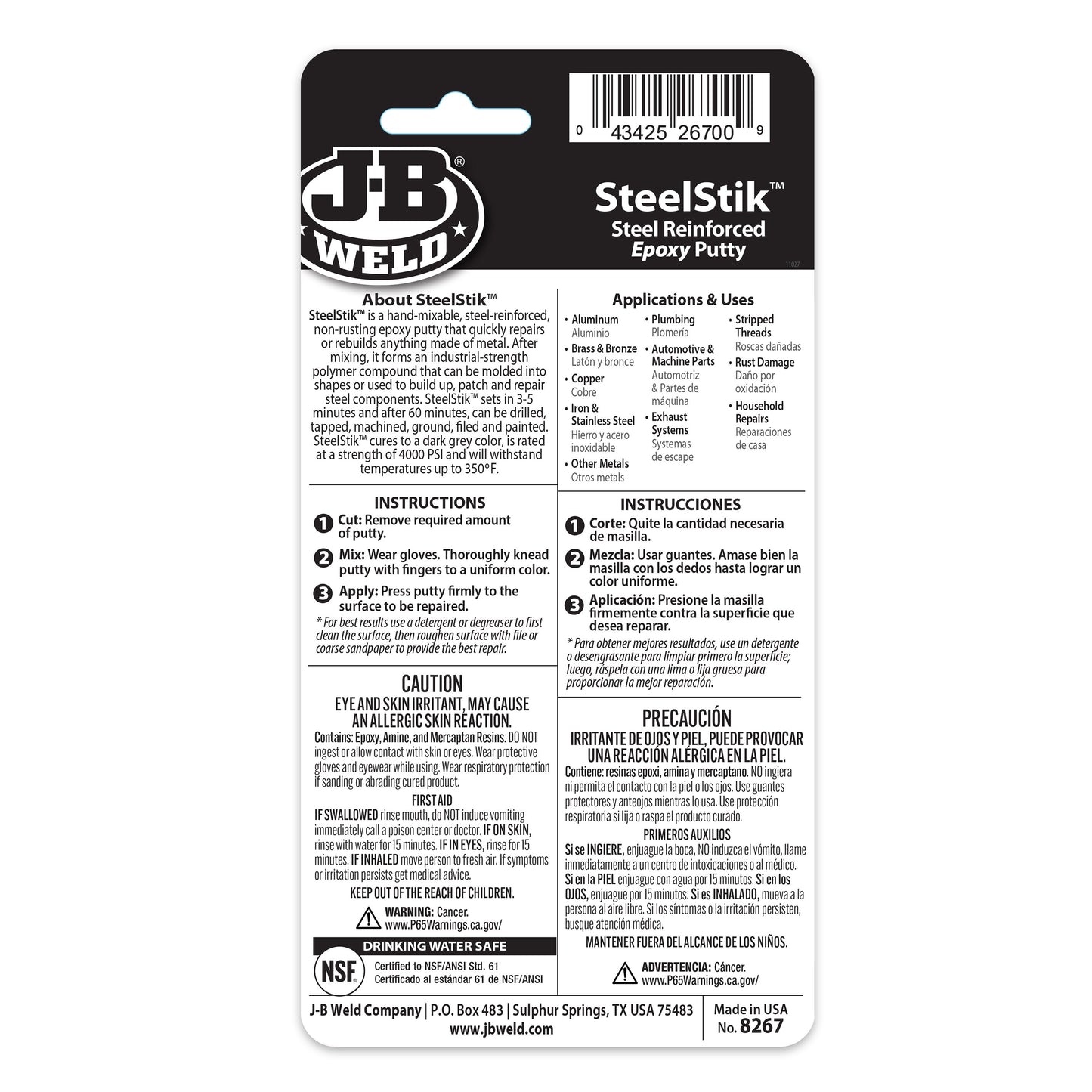J-B Weld SteelStik Steel Reinforced Epoxy Putty