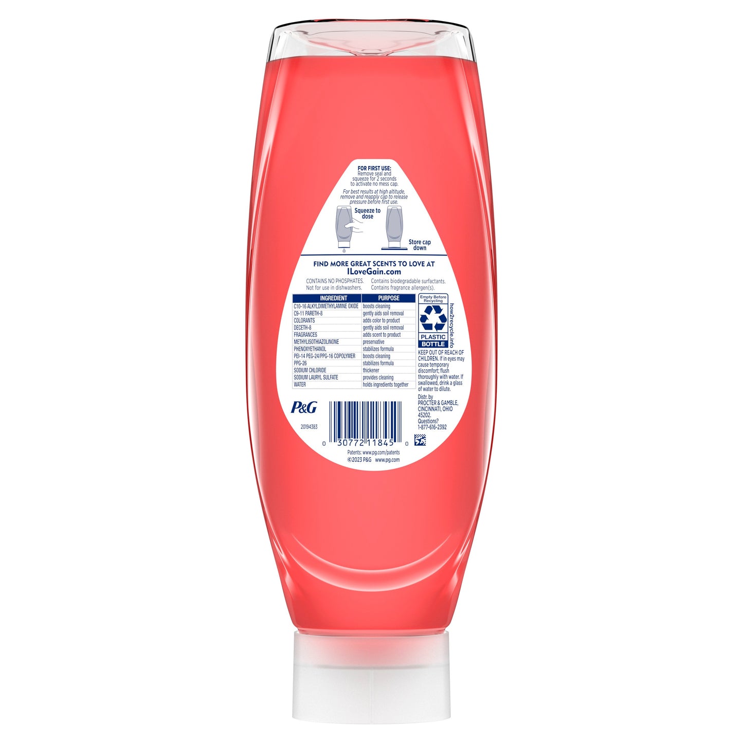 Gain Ultra Bleach Alternative Liquid Dish Soap - Summer Watermelon Scent
