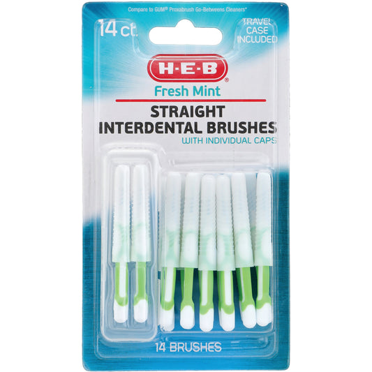 H-E-B Straight Interdental Brushes Floss Picks - Fresh Mint