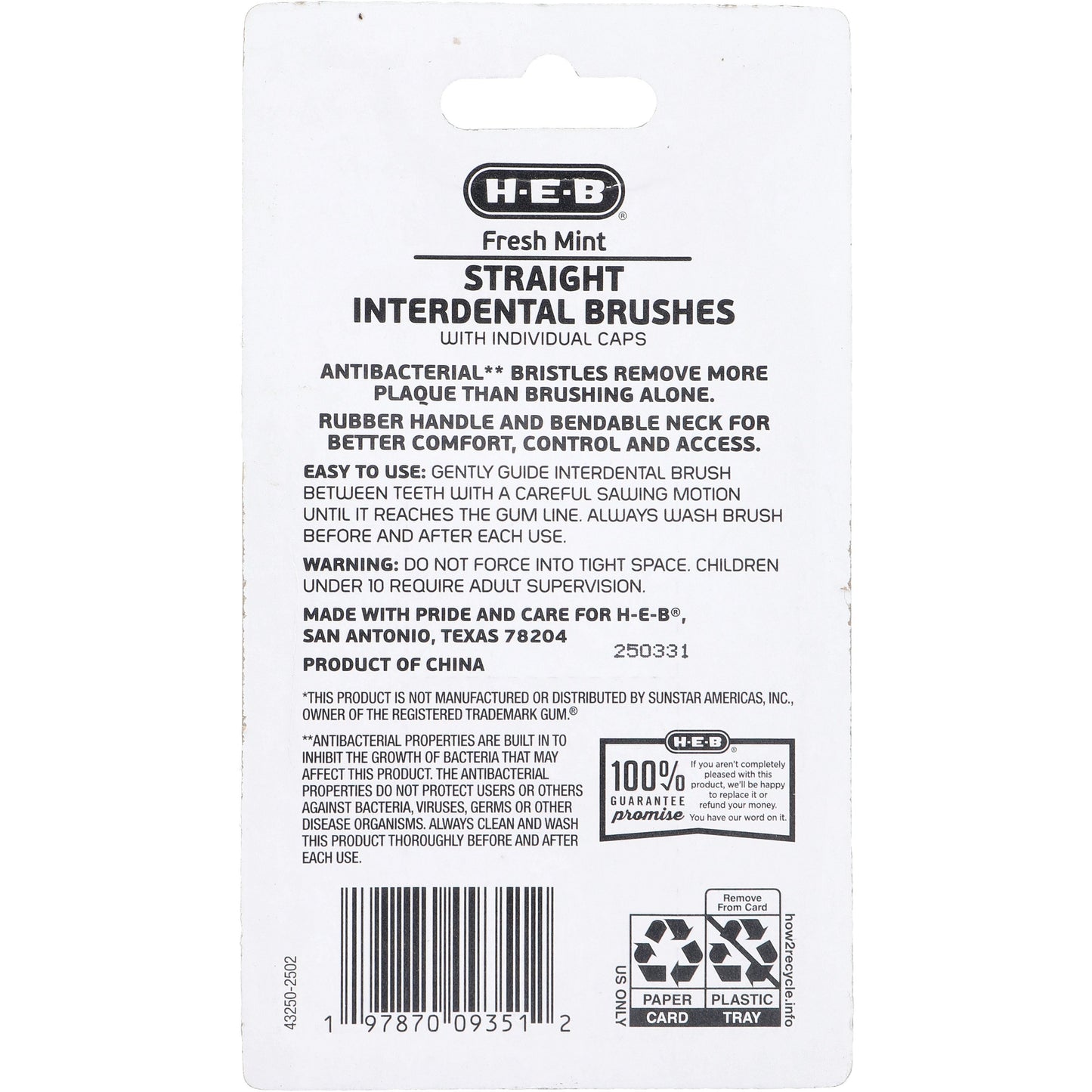 H-E-B Straight Interdental Brushes Floss Picks - Fresh Mint