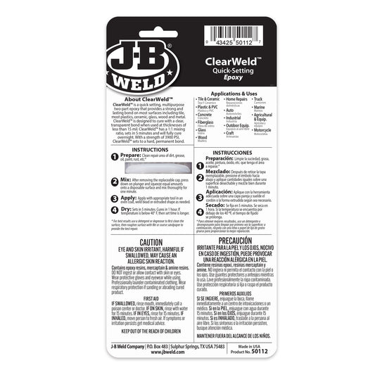 J-B Weld ClearWeld Quick Setting Epoxy