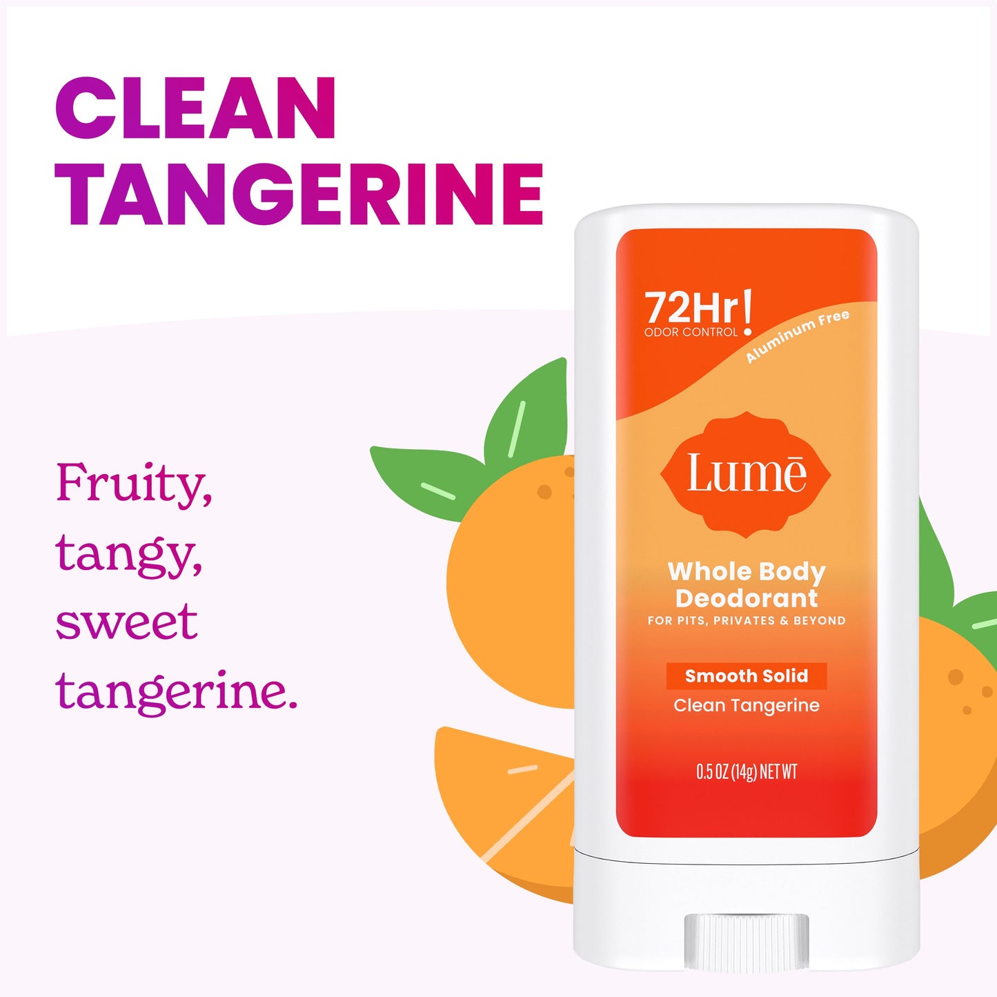 Lume Travel Size Whole Body Aluminum Free Women's Deodorant Solid - Clean Tangerine