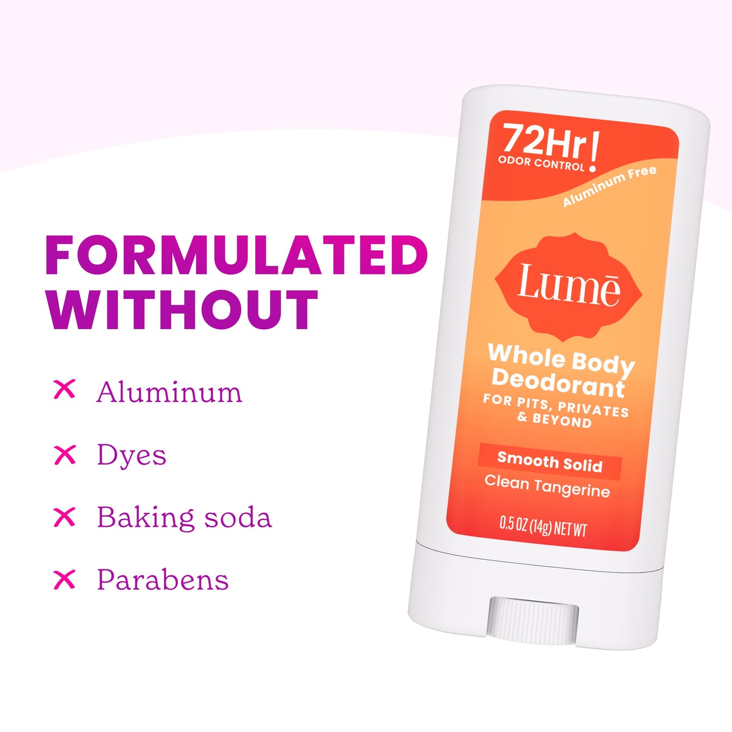 Lume Travel Size Whole Body Aluminum Free Women's Deodorant Solid - Clean Tangerine