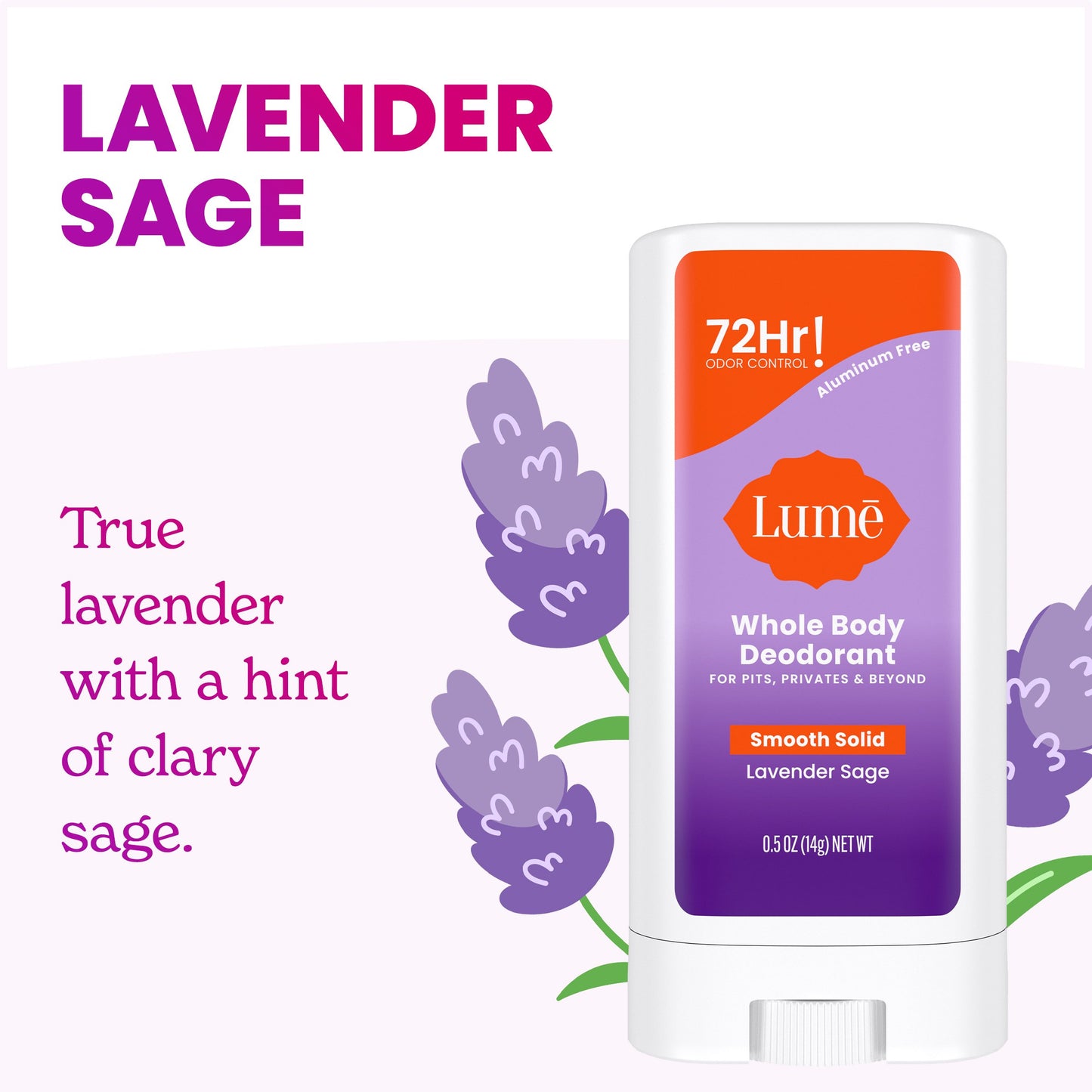 Lume Travel Size Whole Body Aluminum Free Women's Deodorant Solid - Lavender Sage