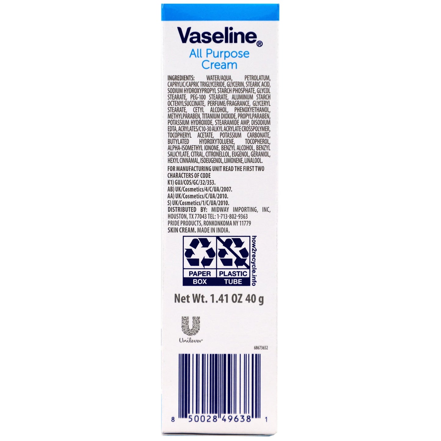 Vaseline Travel Size All Purpose Cream