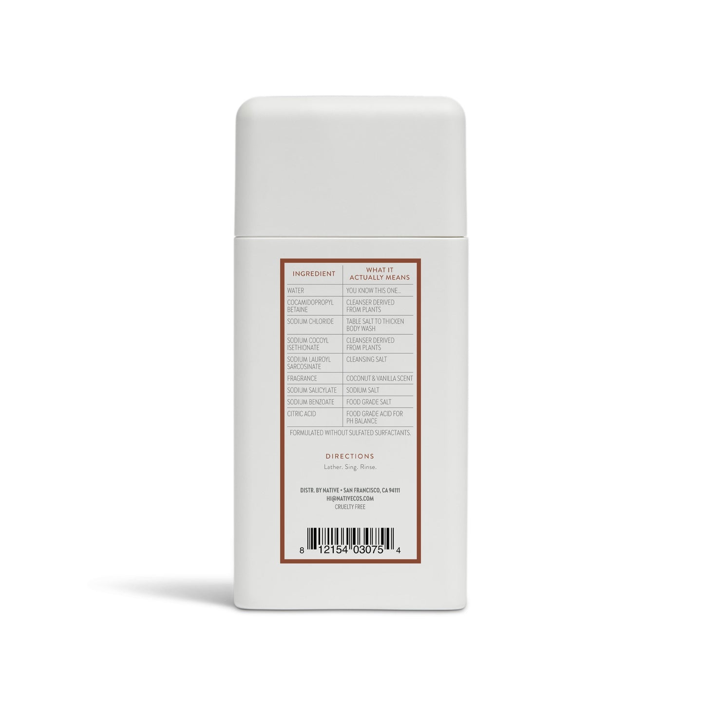 Native Travel Size Body Wash - Coconut & Vanilla