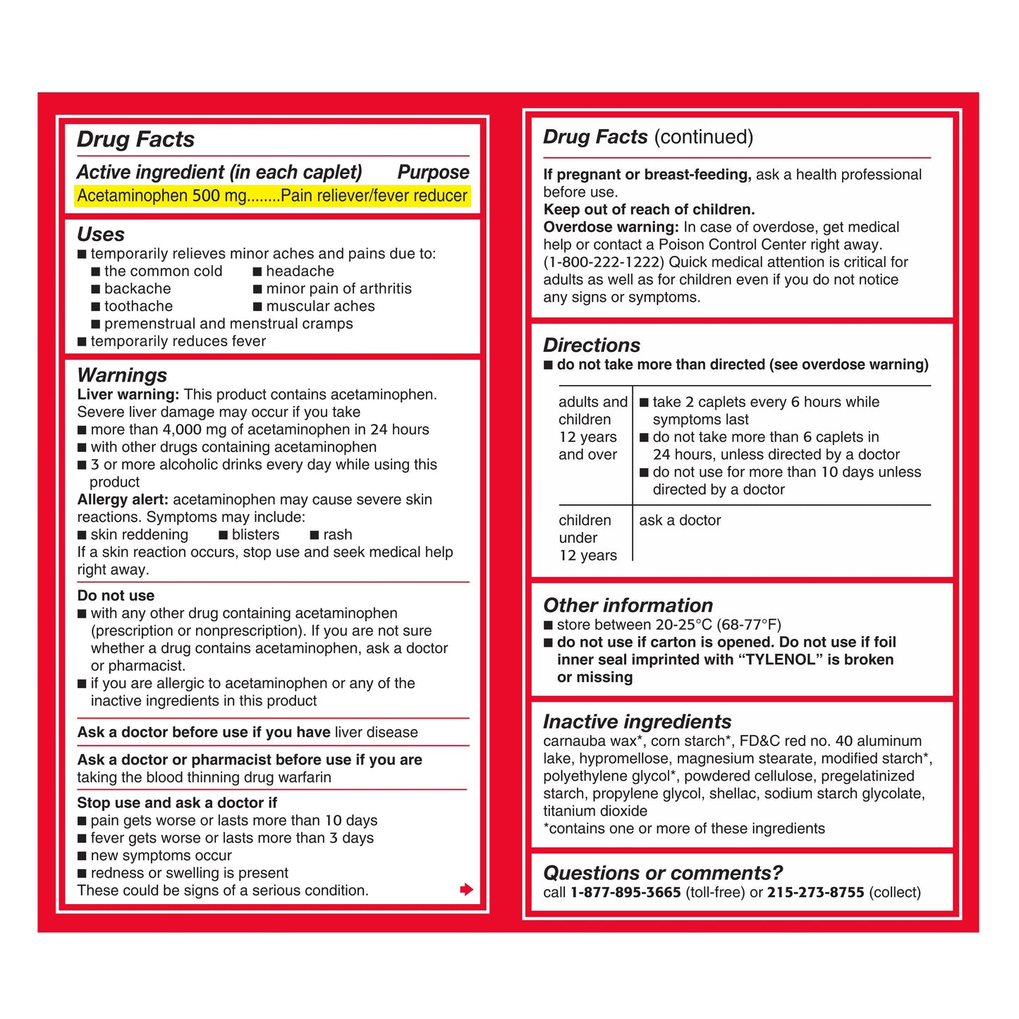 Tylenol Travel Size Extra Strength Pain Relief 500 mg Acetaminophen Caplets Go Packs
