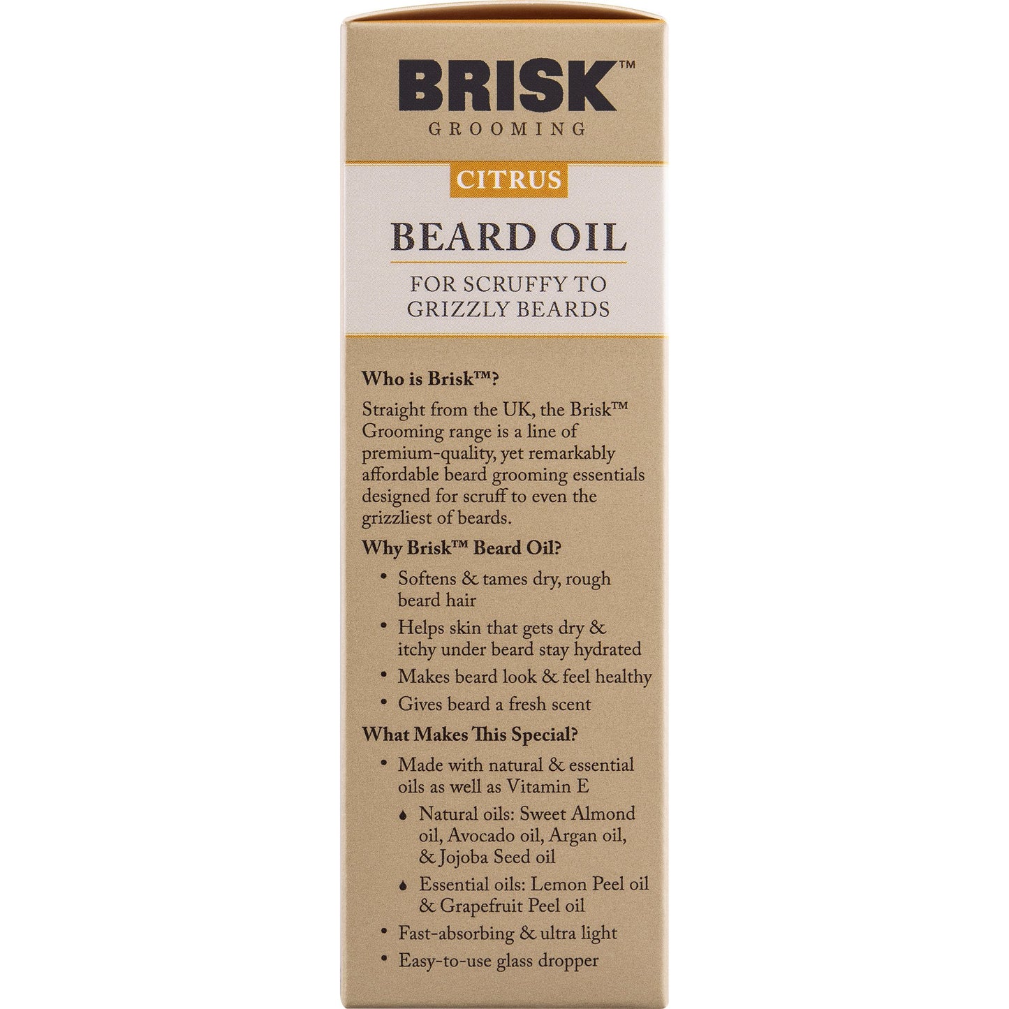 Brisk Grooming Beard Oil - Citrus