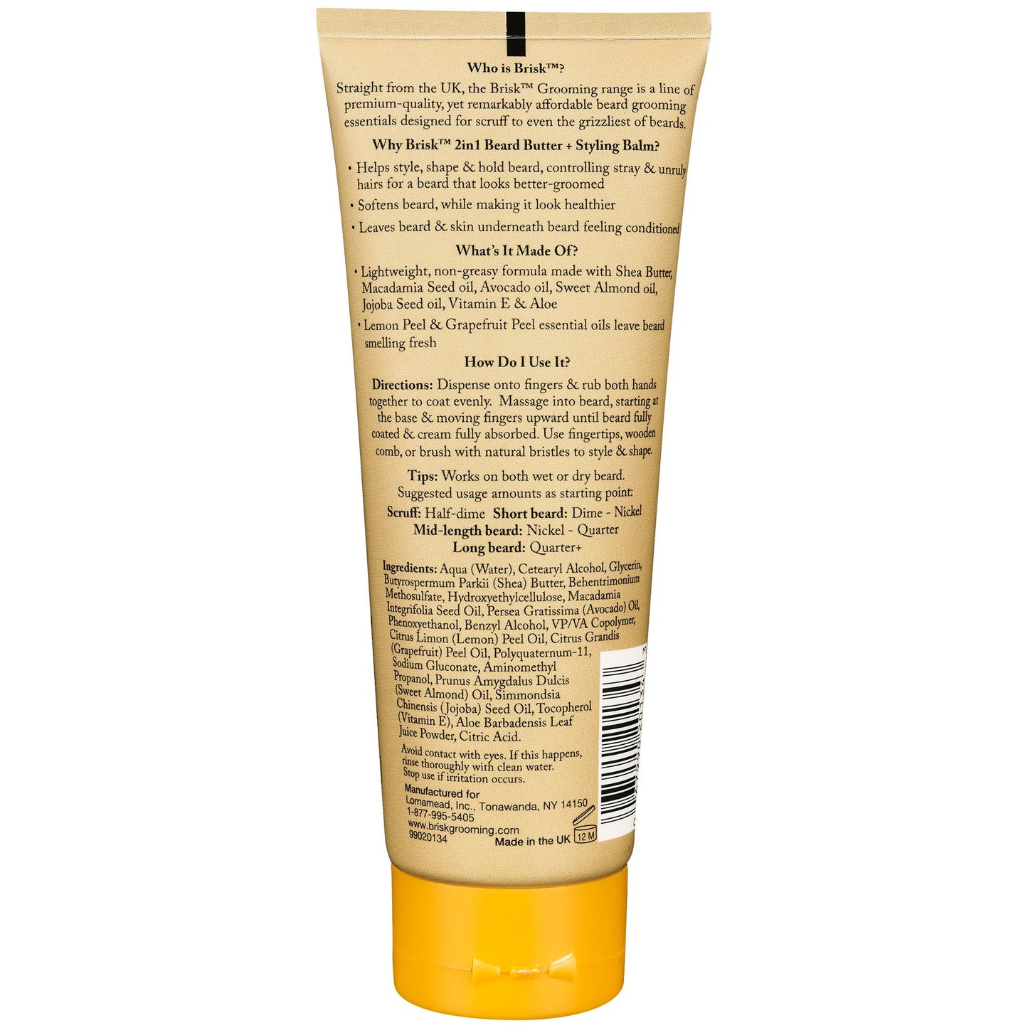 Brisk Grooming 2 In 1 Beard Butter + Styling Balm - Citrus