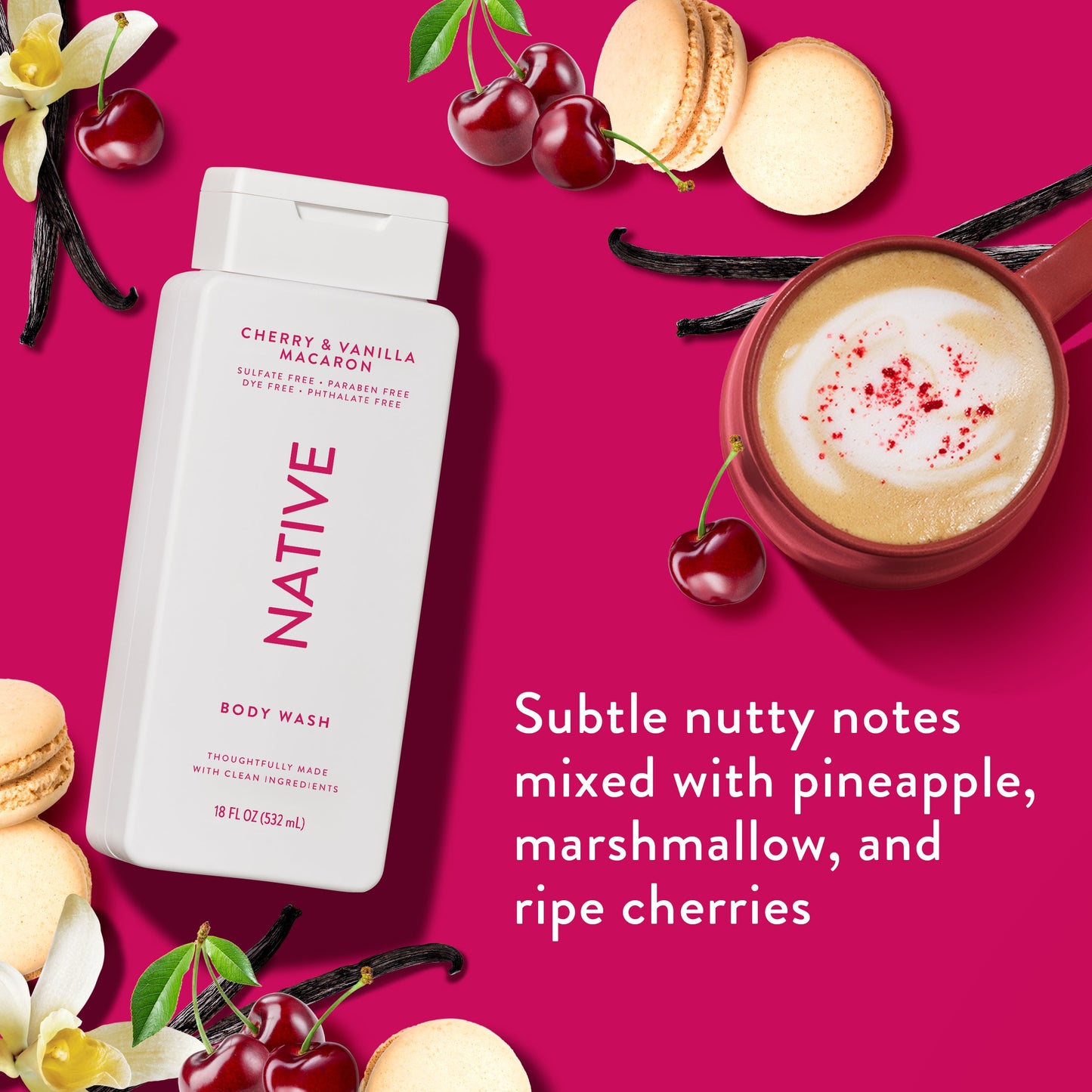 Native Body Wash - Cherry & Vanilla Macaron