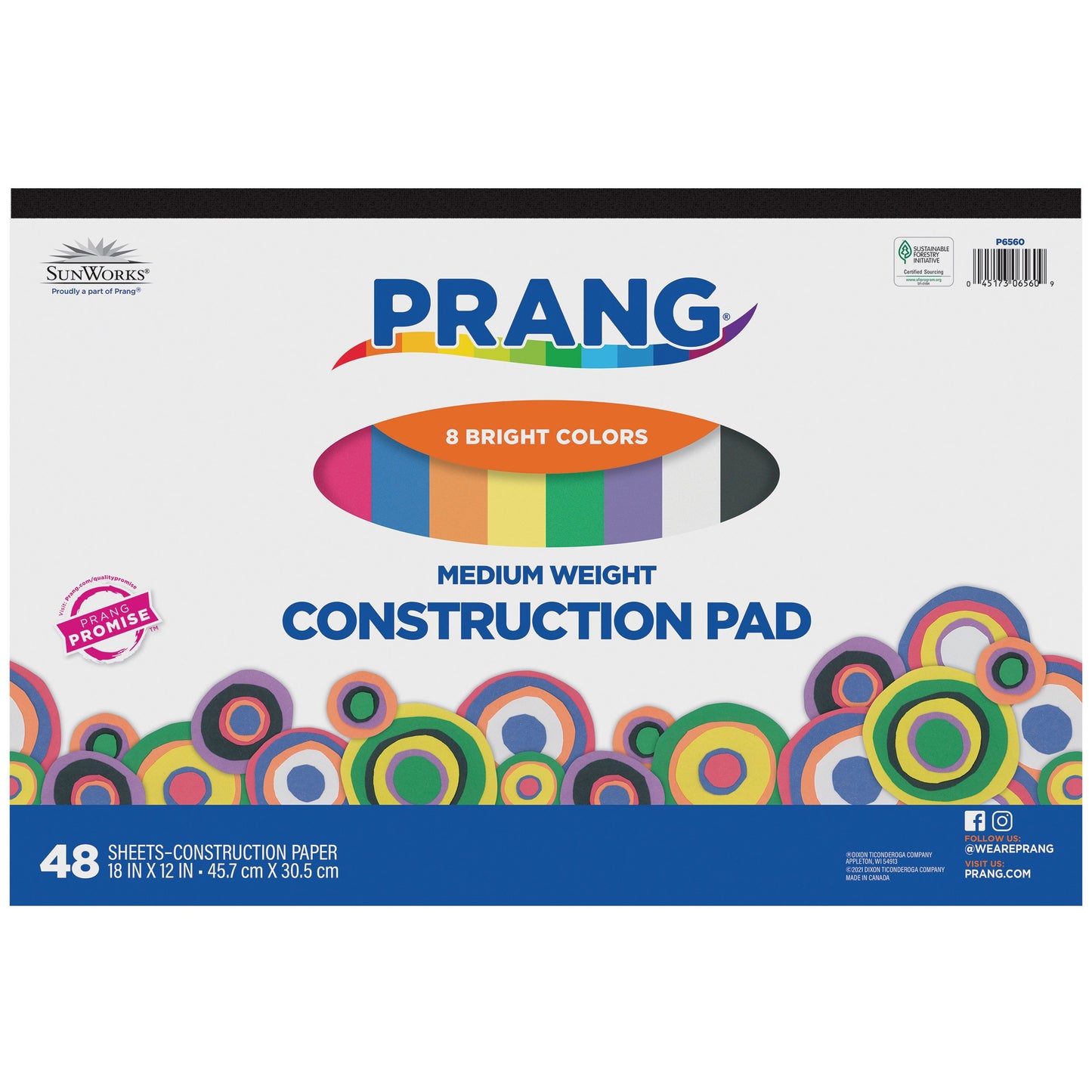 Prang Construction Paper Pad - 8 Bright Colors