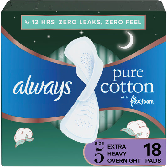 Always Pure Cotton FlexFoam Pads Size 5 - Extra Heavy Overnight
